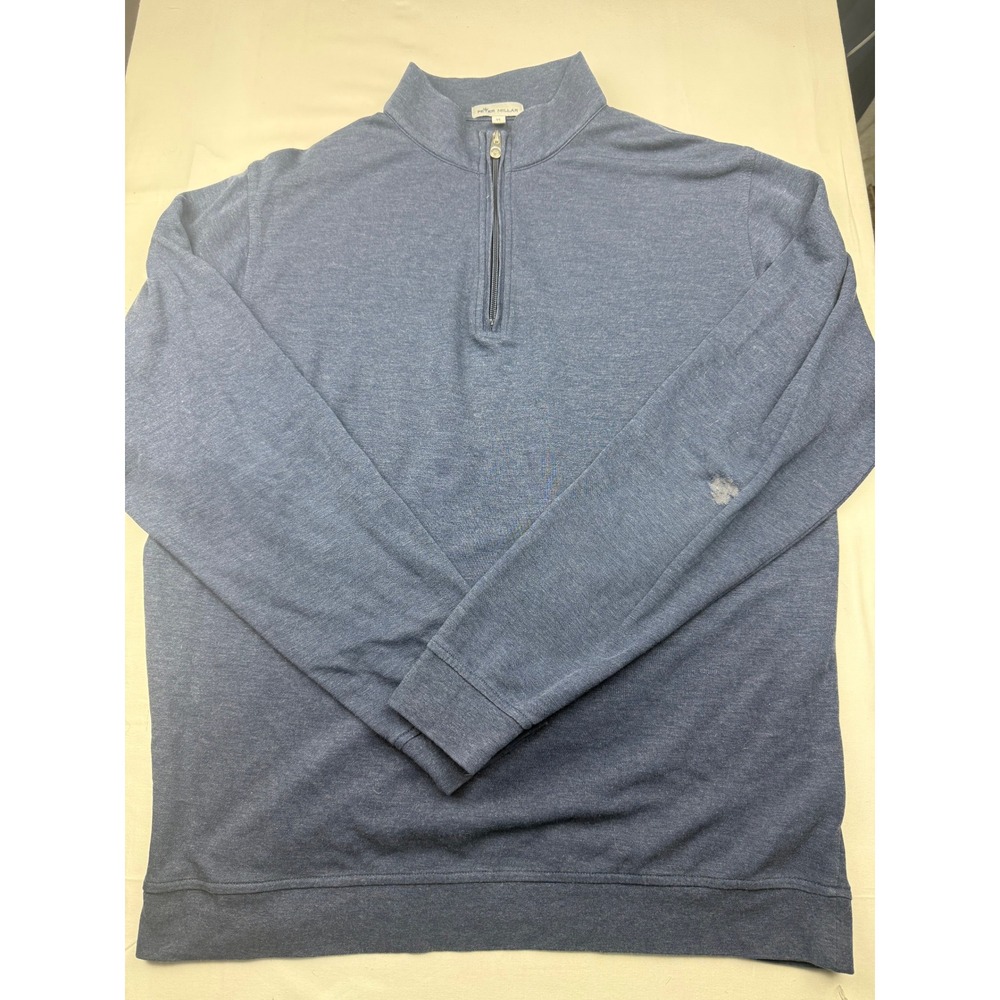 Peter Millar Quarter Zip Pullover XL Blue Heathered Long Sleeve Golf Sweater